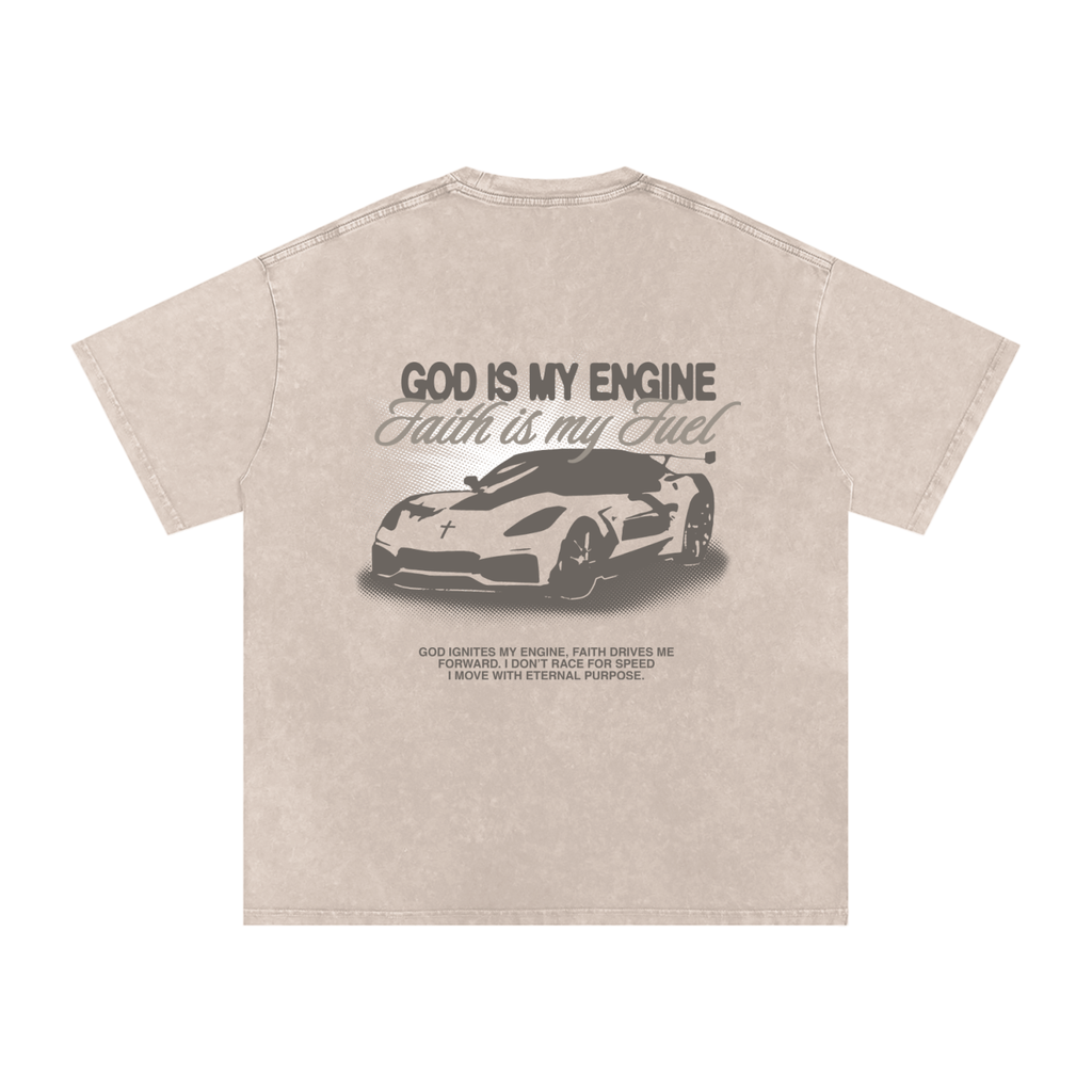 FoF "God is my Engine" Snow Washed T-Shirt